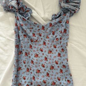 Floral Blue Women's Top